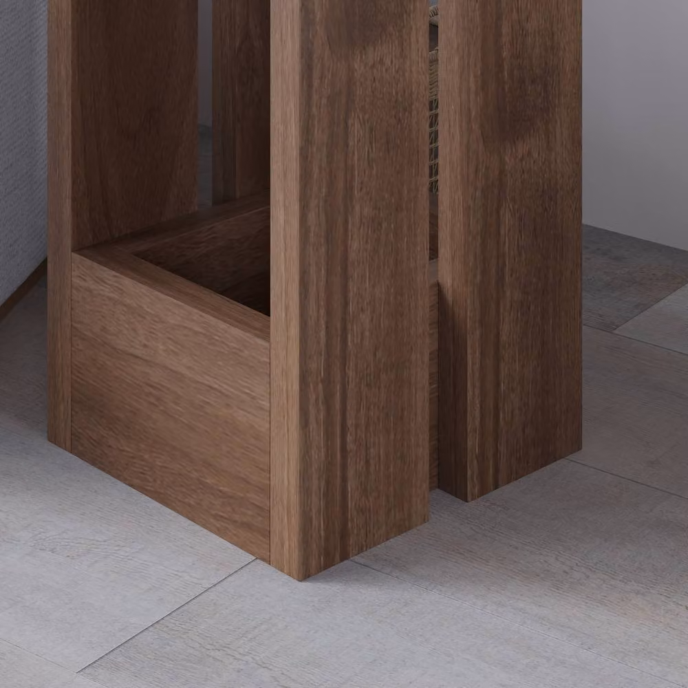 Decortie Tasos' Modern Minimalist Side Table in Brown Walnut, W/D/H: 30 x 30 x 50.5 cm – 3