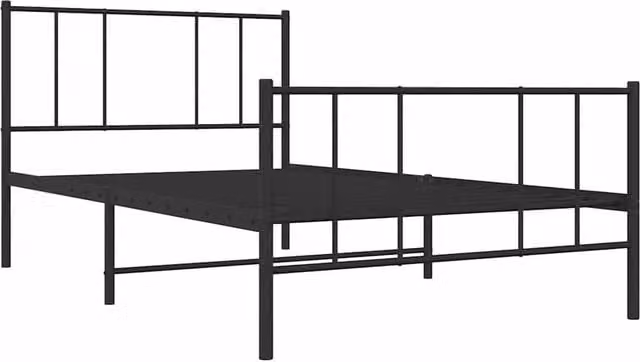 Berkfield Home Metal Bed Frame with Headboard and Footboard in Black, W/D/H: 90 x 190 cm