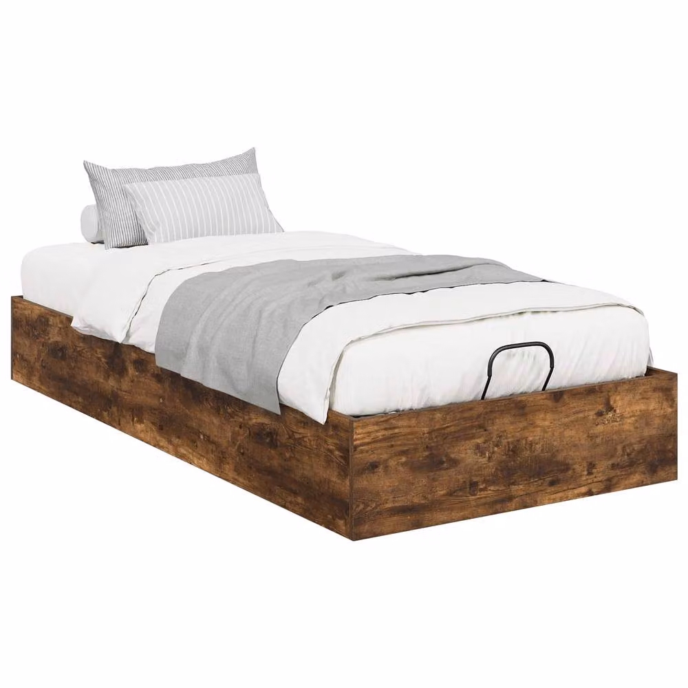 Berkfield Home Modern Ottoman Bed Frame in Smoked Oak Brown, W/D/H: 200 x 90 x 25 cm – 3