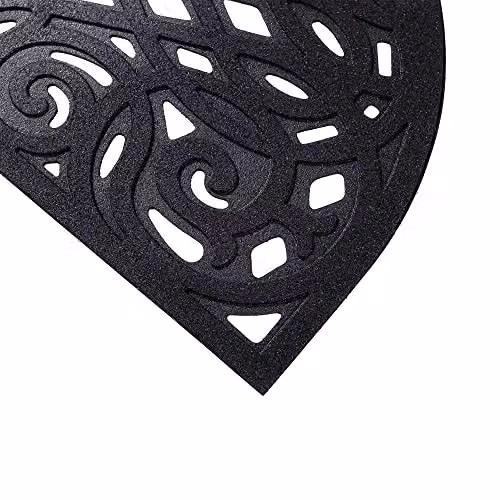 Nicoman Semicircular Rubber Outdoor Doormat in Black, W/D/H: 75 x 45 x 1 cm – 4