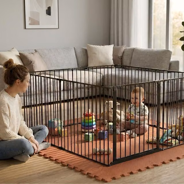 Safetots Play Den in Black with Soft Green Foam Play Mat, W: 144 cm, D: 105 cm, H: 70 cm