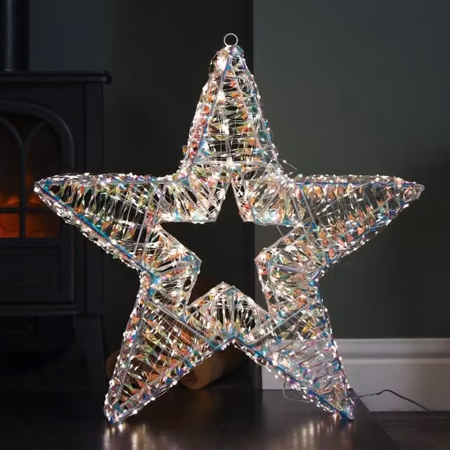Samuel Alexander Iridescent Shimmer Christmas Star with 1440 Warm White LEDs in Multicolour – 1