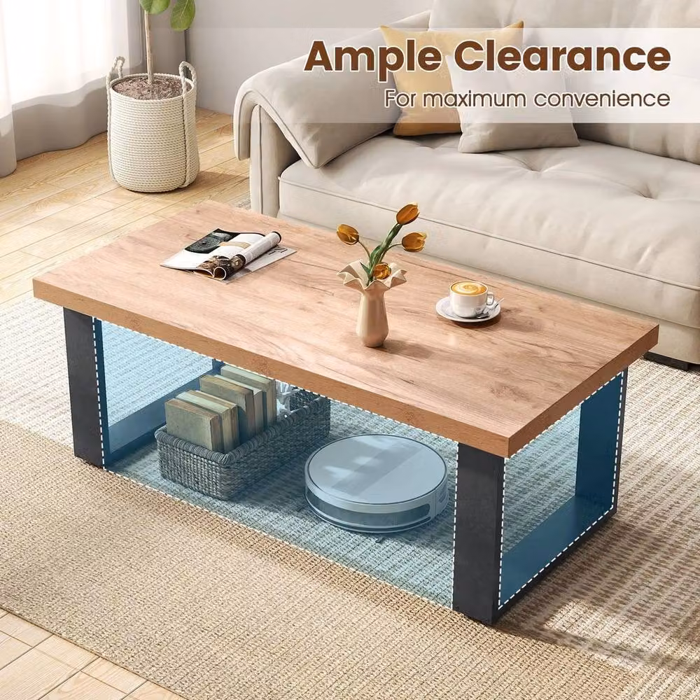 Kelvenix Rustic Oak Coffee Table with Sled Base – 5