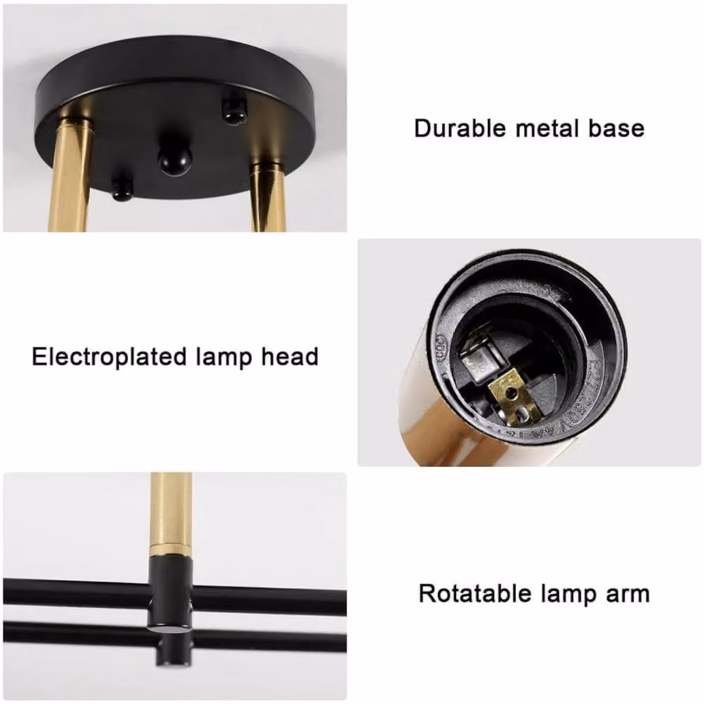 COMELY Sputnik Industrial Ceiling Light, 2-Light E27 Chandelier in Black and Gold/Brass – 3