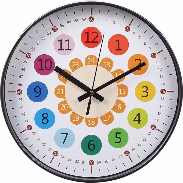 Kidkid Kids Round Silent Analog Wall Clock in Multicolour Modern Design