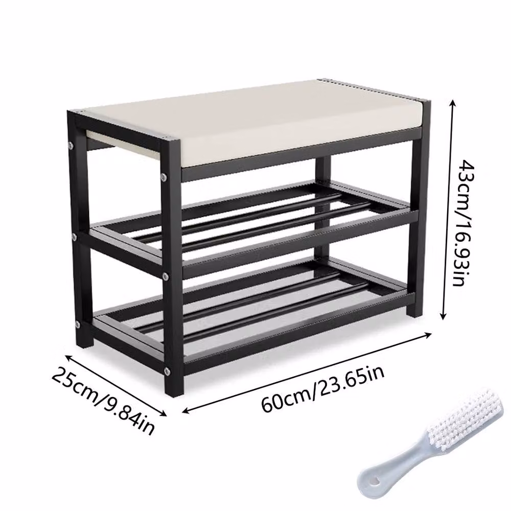 Ventryn Modern Shoe Bench Stool and Storage Rack in White, Black or Multicolour – 2