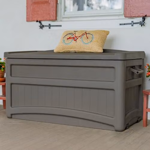 Rowlinson Suncast Dakota 276L Garden Storage Box in Stone Grey, W117 x D60 x H65 cm – 1