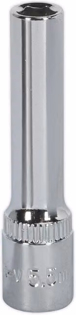 Loops 5.5mm Deep Drive Socket 1/4 inch Square Drive in Polished Chrome Vanadium Silver