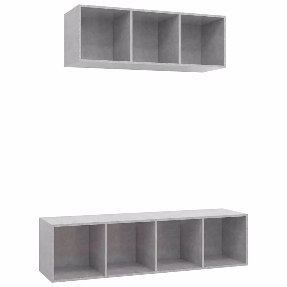 Berkfield Home Practical 2 Piece Modern Wall Mounted TV Cabinet Set in Matt Concrete Grey – 3