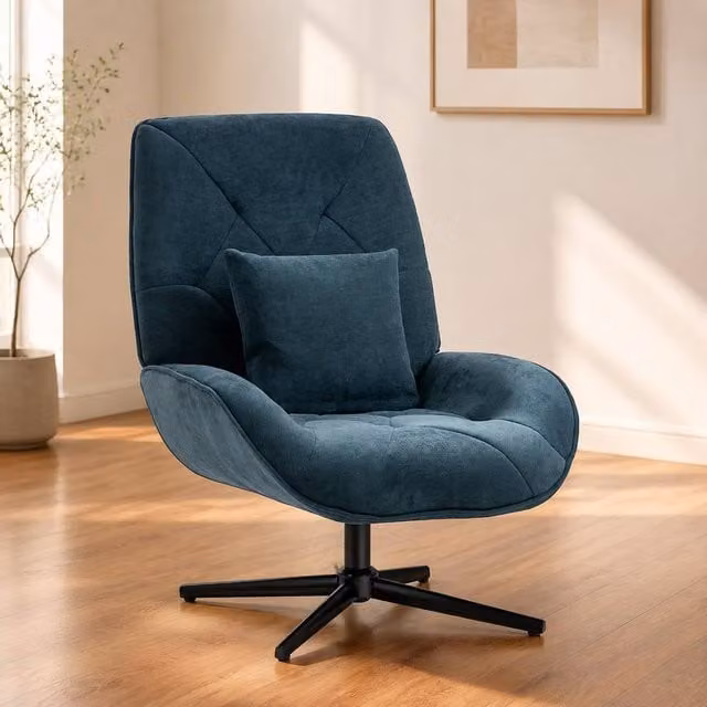 STILVORA Modern Swivel Tub Armchair with Lumbar Pillow in Green Fabric – 1