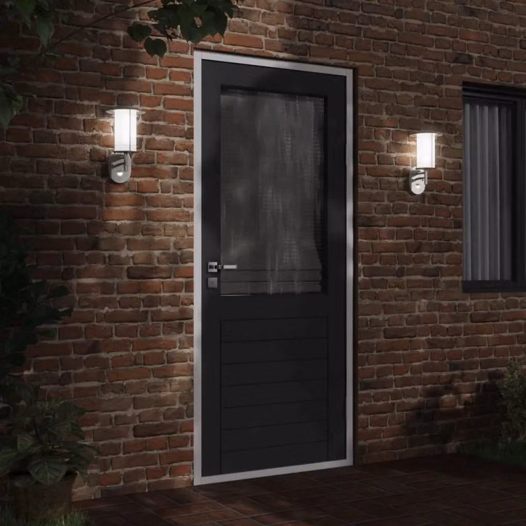 Berkfield Home Set of 2 Silver Stainless Steel Outdoor Wall Lights with Motion Sensor – 2