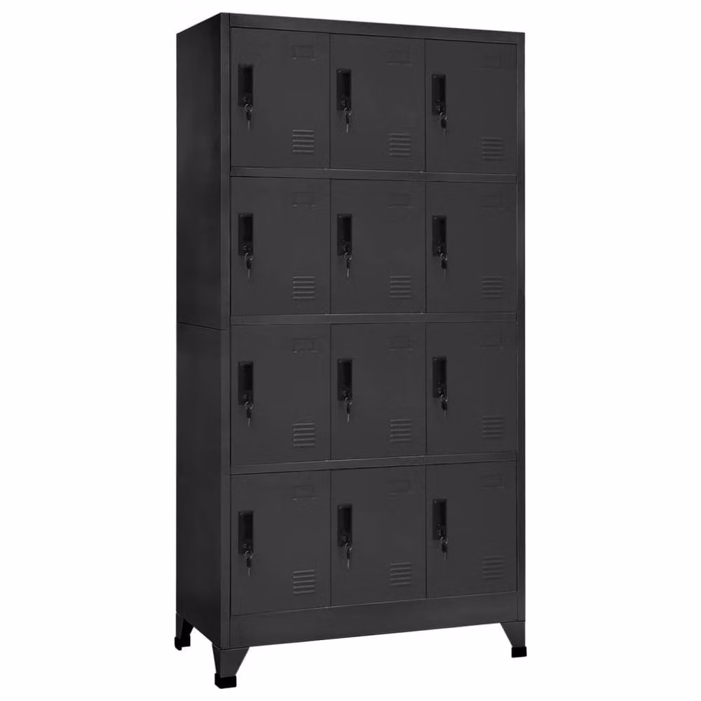 Berkfield Home Anthracite Metal Locker Cabinet with Hinged Doors and Lock, W/D/H: 90 x 45 x 180 cm – 1