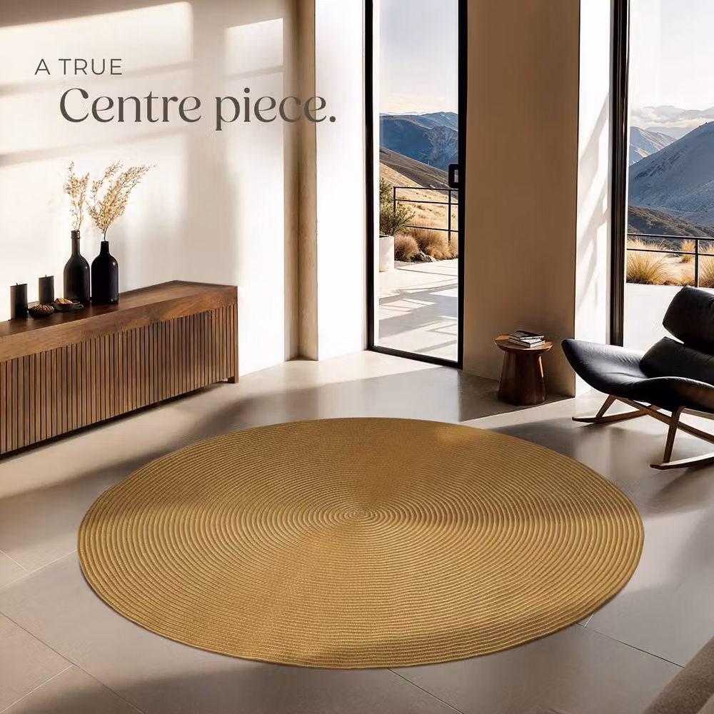 tectake Rug Raya Round Woven Boho Style in Brown, Diameter: 160 cm – 3