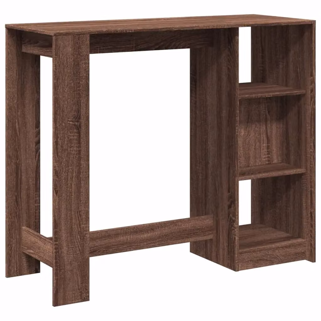 Berkfield Home Bar Table with Shelf in Brown Oak, W/D/H: 124 x 46 x 103.5 cm – 5