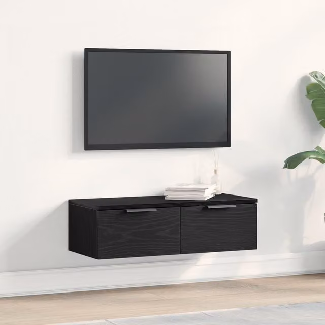 Berkfield Home Black Oak Wall Cabinet, W/D/H: 68 x 30 x 20 cm