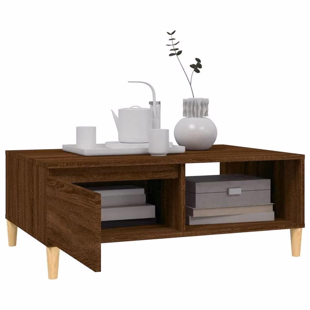 Berkfield Home Brown Oak Coffee Table, W/D/H: 90 x 60 x 35 cm – 3