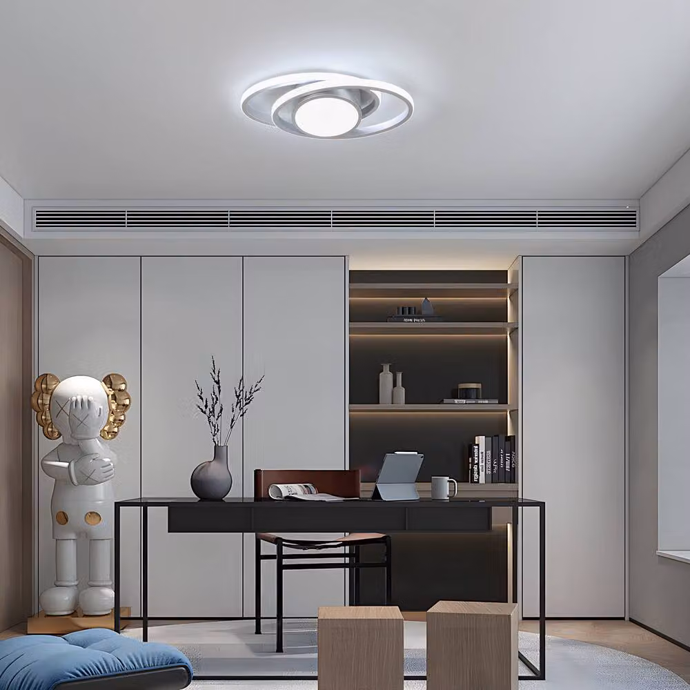 COMELY 39W Dual-Round LED Aluminium Ceiling Light in Silver and White, 6500K Cool White – 2