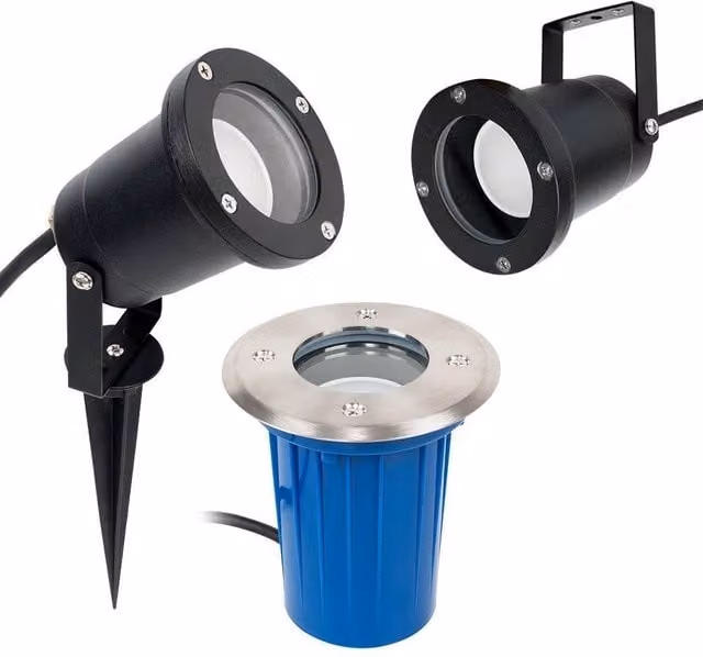 MiniSun Modern 3-in-1 Outdoor Ground, Wall and Spike Light in Black Finish, IP65 Rated, Mains Wired – 1