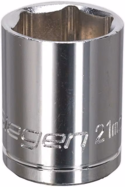 Loops 21mm Chrome Plated 1/2 inch Square Drive Socket in Silver Carbon Steel