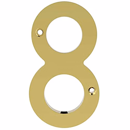 Loops Brass House Numeral Plaque, Gold, Height: 75 mm, Depth: 4 mm