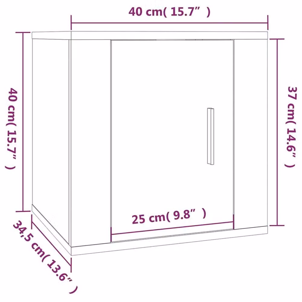 Berkfield Home Wall Mounted TV Cabinet in Smoked Oak Brown, W: 40 cm, D: 34.5 cm, H: 5 cm – 5