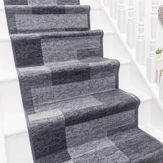 runrug Icona Stair Runner Carpet, Dark Grey, W: 80 cm, L: 690 cm – 1
