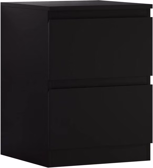 Havendro Scandinavian 2 Drawer Bedside Table in Matt Black