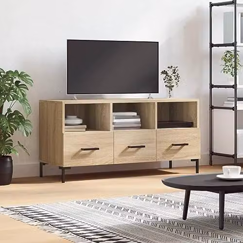 vidaXL Modern TV Cabinet in Brown Sonoma Oak, W/D/H: 102 x 36 x 50 cm – 2