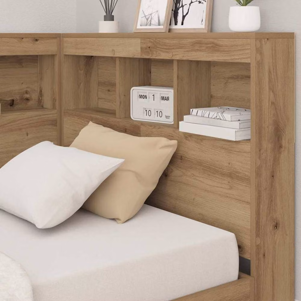 Berkfield Home Storage Headboard with Shelf in Artisan Oak Brown, Width: 90 cm – 2