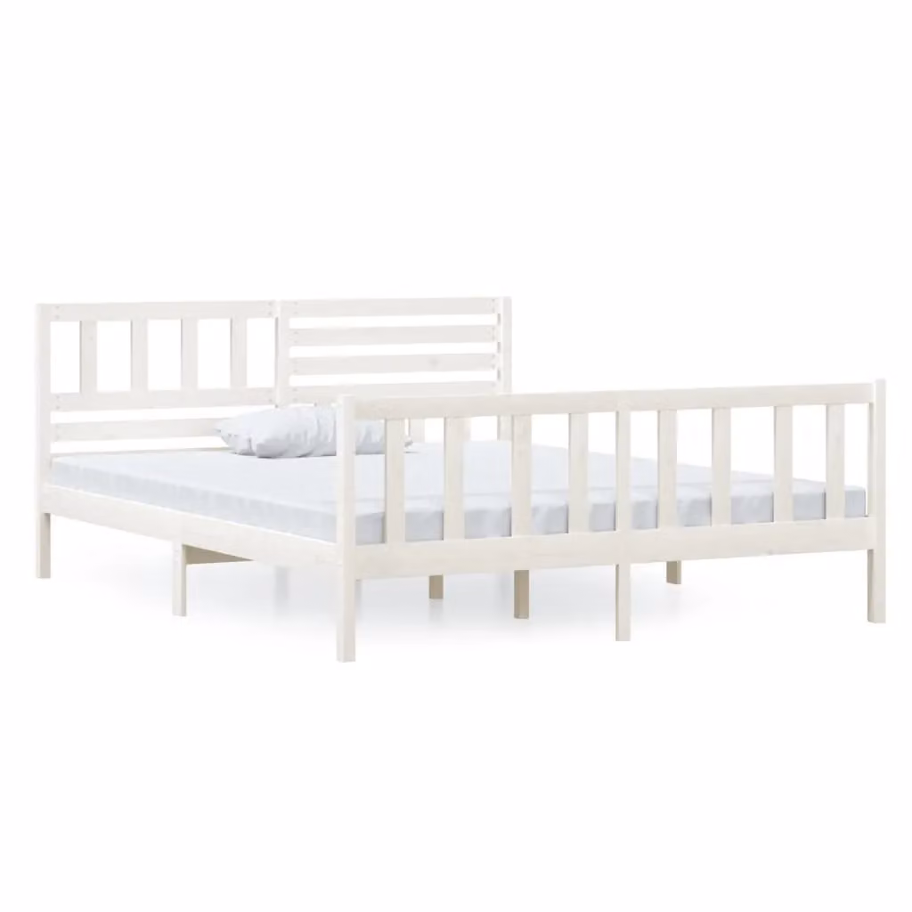Berkfield Home Small Double Bed Frame in White Solid Pine Wood, W/D/H: 120 x 200 cm – 2