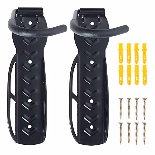 VonHaus Black Steel Wall Mounted Bike Storage Hooks, 2-Pack – 5