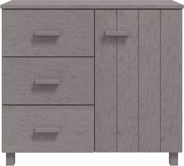 Berkfield Home HAMAR Sideboard in Light Grey Solid Pinewood, W/D/H: 90 x 40 x 80 cm
