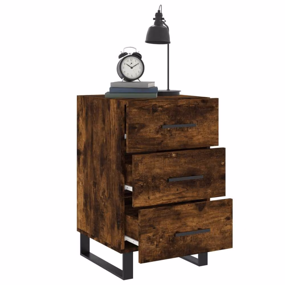 Berkfield Home Modern Bedside Cabinet in Smoked Oak Brown, W/D/H: 40 x 40 x 66 cm – 4