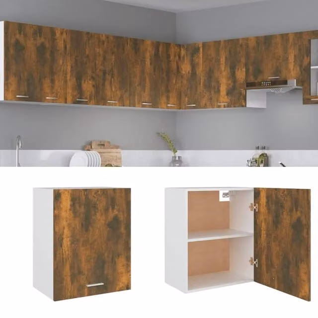 Berkfield Home Smoked Oak Hanging Cabinet in Brown, W/D/H: 50 x 31 x 60 cm – 1