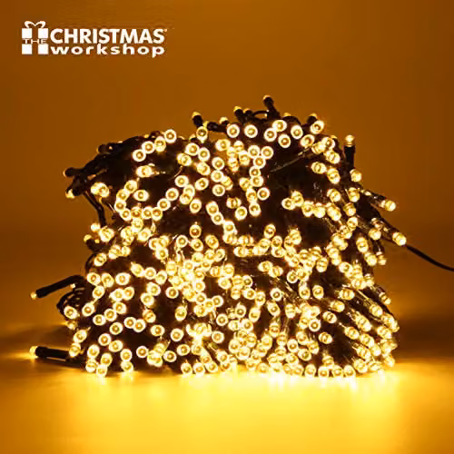 The Christmas Workshop 200 Warm White LED Chaser Fairy Lights, 13.9 Metres, 8 Light Modes for Indoor or Outdoor Use – 4