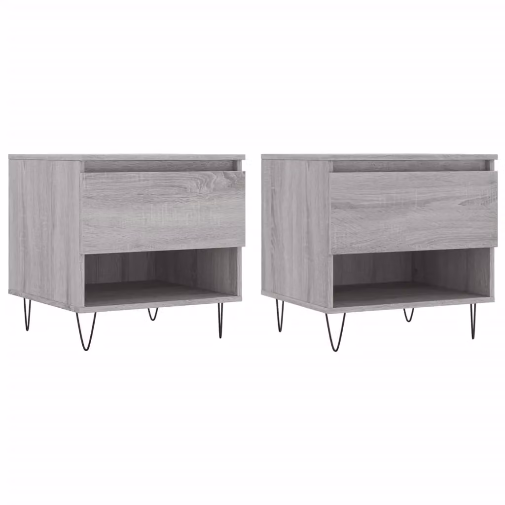 Berkfield Home Set of 2 Grey Sonoma Coffee Tables in Engineered Wood, W/D/H: 50 x 46 x 50 cm – 2