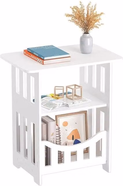 FORGEVIO White Modern Small Bedside Table and Coffee Table
