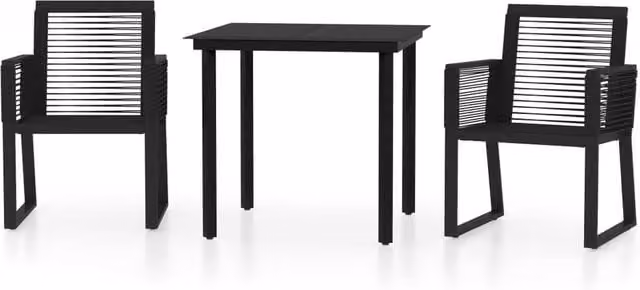 Berkfield Home 3 Piece Modern Garden Dining Set in Black – 1