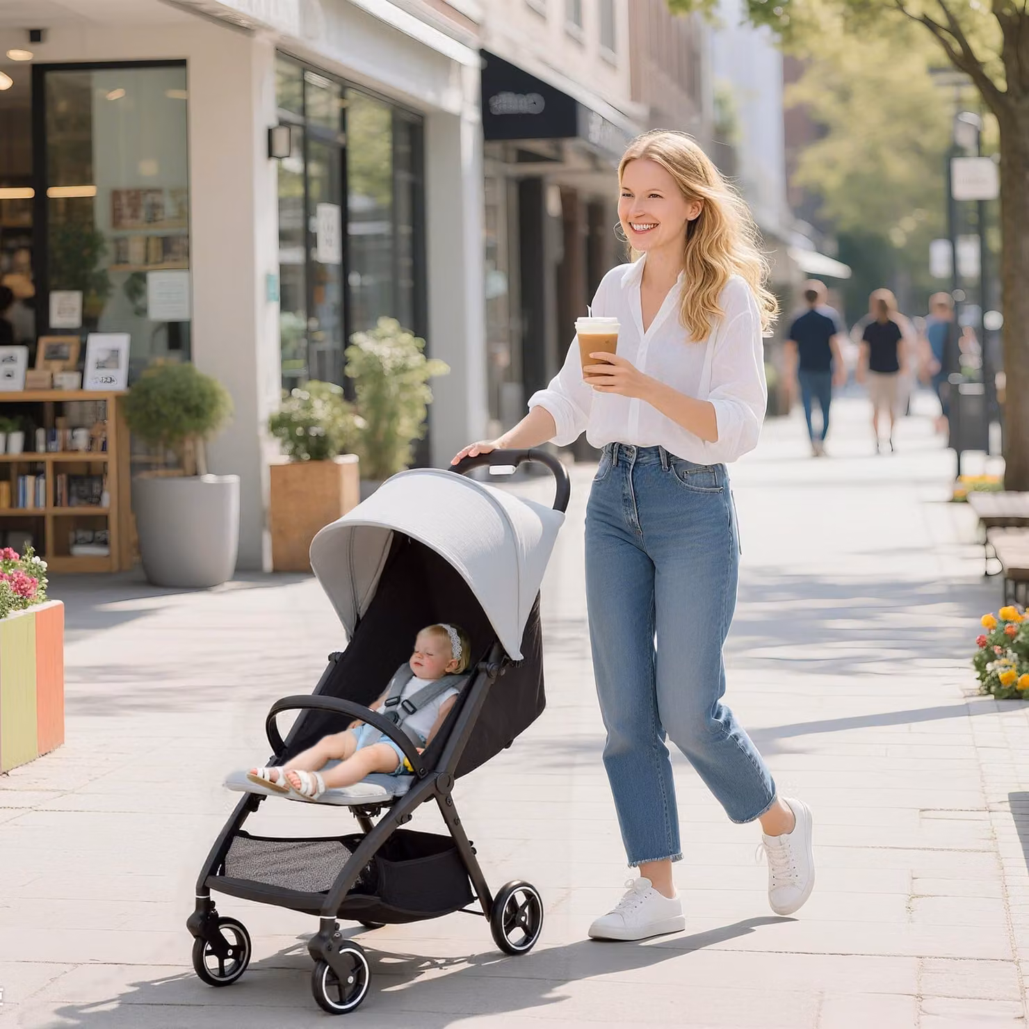 AIYAPLAY Lightweight Travel Stroller and Compact Buggy in Grey with One-Hand Fold and Suspension – 2