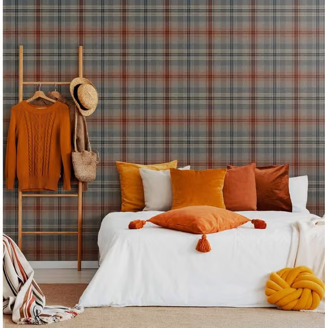 Fresco Cosy Tartan Checked Wallpaper in Red