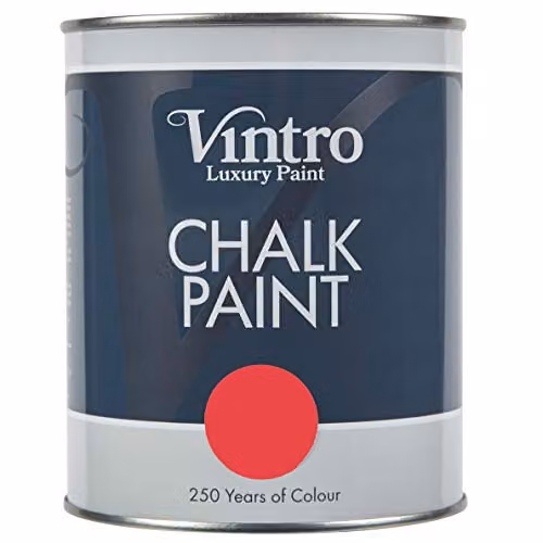 Vintro Water Based Chalk Paint in Poppy Red with Ultra Matt Finish, 1 Litre