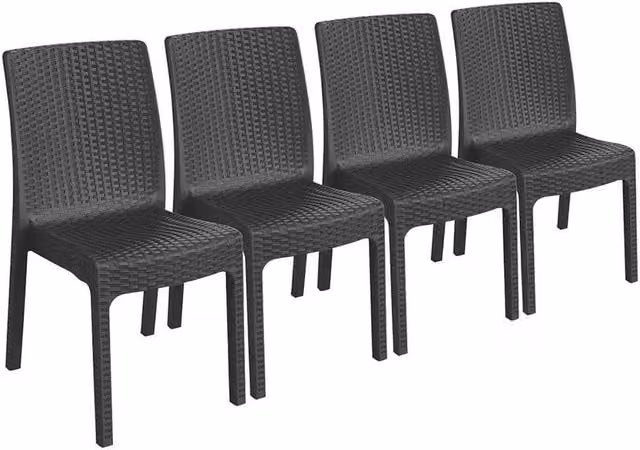 NESTLUNE Effect Garden Dining Chairs in Anthracite and Black, Pack of 4 – 1