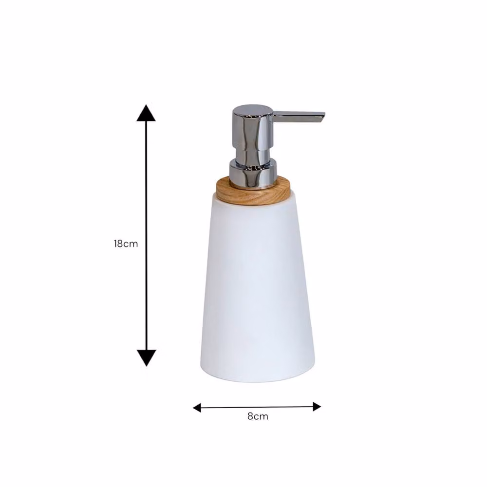 Showerdrape Sonata Bamboo Bathroom Accessory Set with Soap Dispenser and Toothbrush Holder in White – 3
