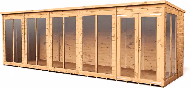 Empire Sheds Empire 20x6 Pent Summerhouse with Double Door and Windows in Brown