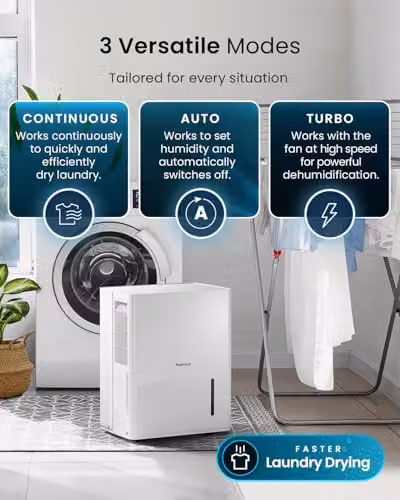 Pro Breeze Smart Dehumidifier with WiFi App Control, 30L Capacity and 3L Water Tank, White – 4