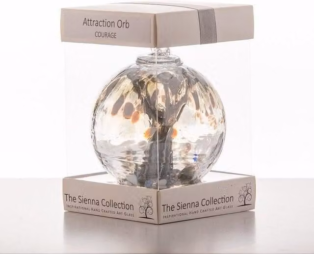 Sienna Glass Courage Abstract Round Hanging Glass Bauble in Silver and Multicolour
