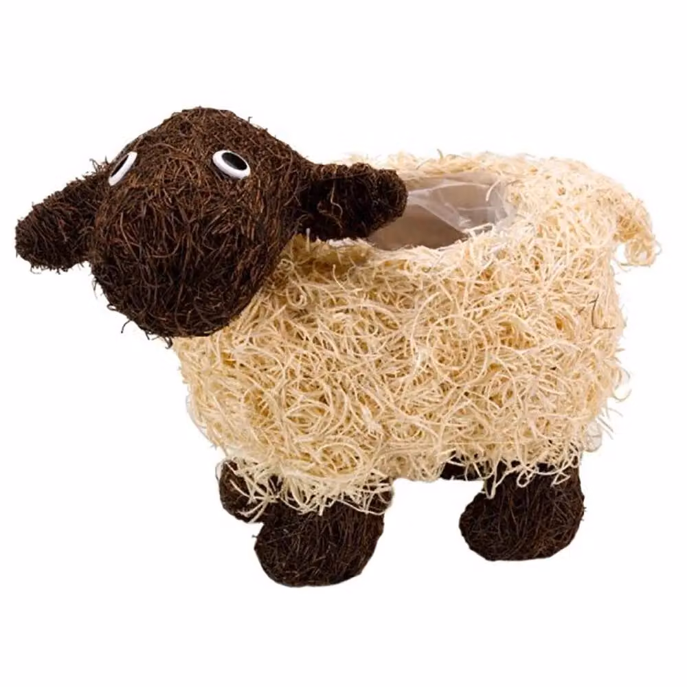 Marco Paul White Rattan Sheep Ornamental Garden Planter Tub – 2