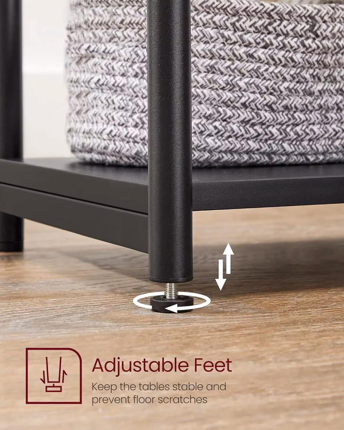VASAGLE Set of 2 Industrial 2-Tier Side Tables with Steel Frame and Composite Top in Black and Brown – 6