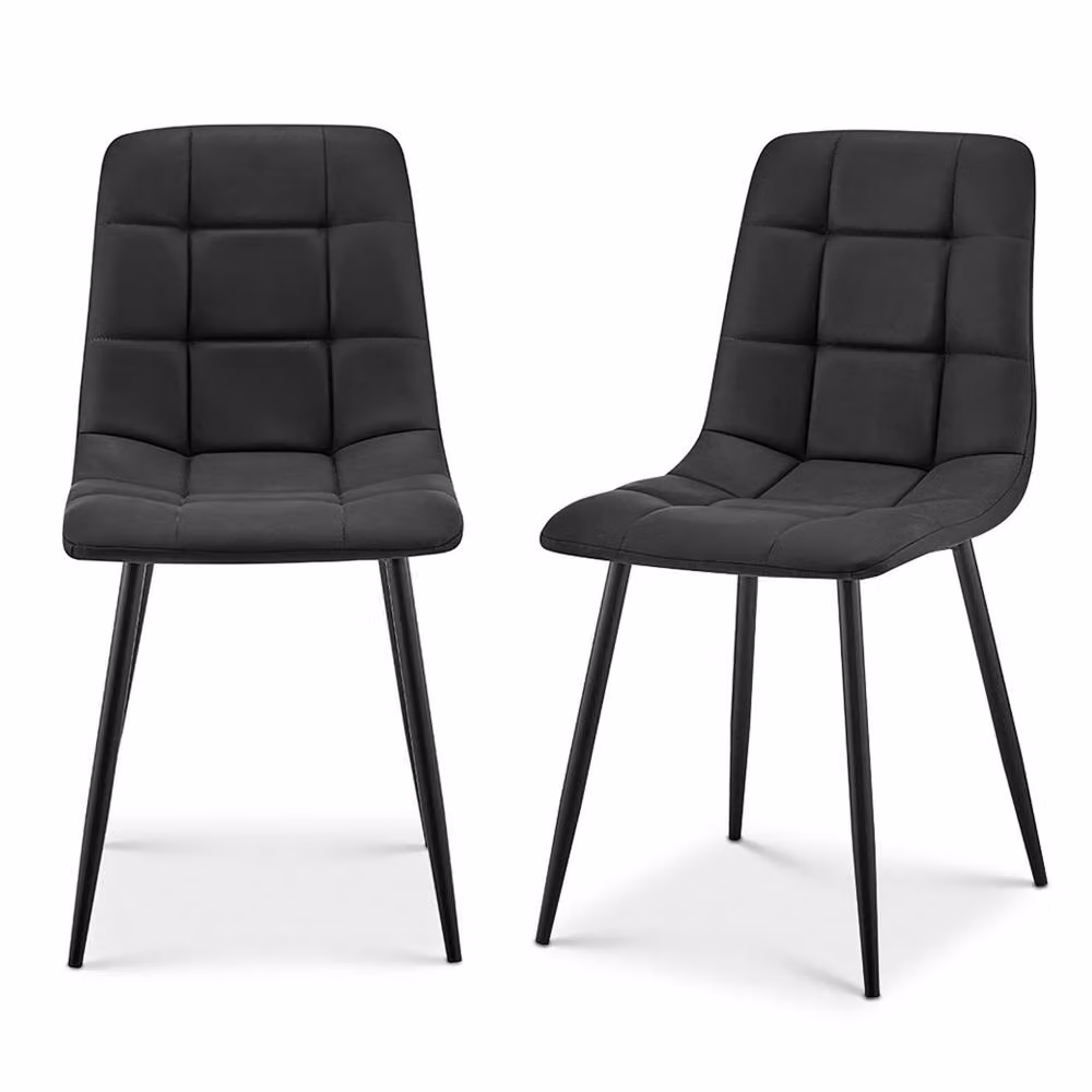 Bravich LTD Zurich Dining Chair Set of 4 in Black Embossed Synthetic Leather with Metal Legs – 4