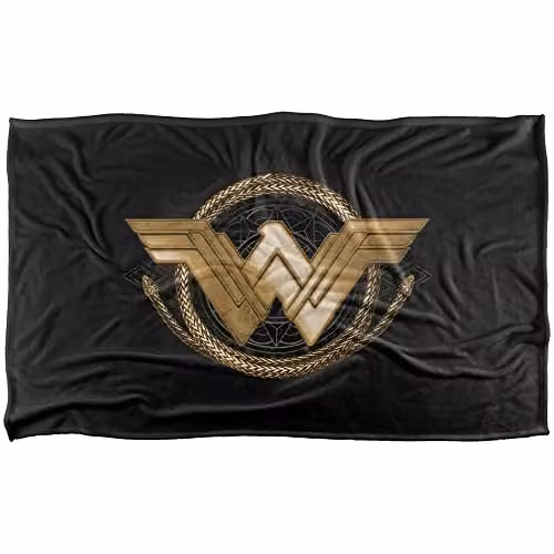 Warner Bros. Wonder Woman Lasso Logo Super Soft Fleece Throw Blanket, Multicolour, W: 91 cm, D: 147 cm